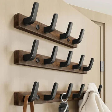 Minimalist Wall-Mounted Coat Hook with Wood & Metal Coat Holder