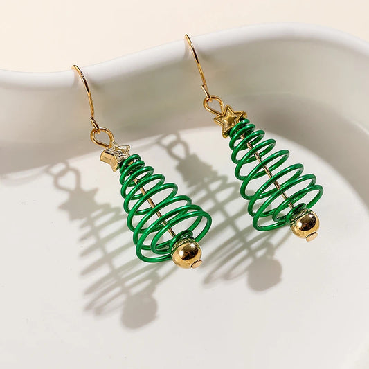 Fashion Christmas Tree Earrings For Women Cute Star Piercing Jewelry Accessories Trendy