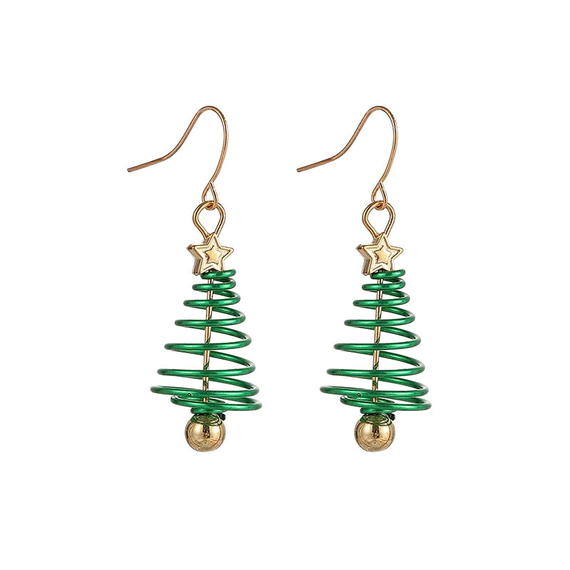 Fashion Christmas Tree Earrings For Women Cute Star Piercing Jewelry Accessories Trendy