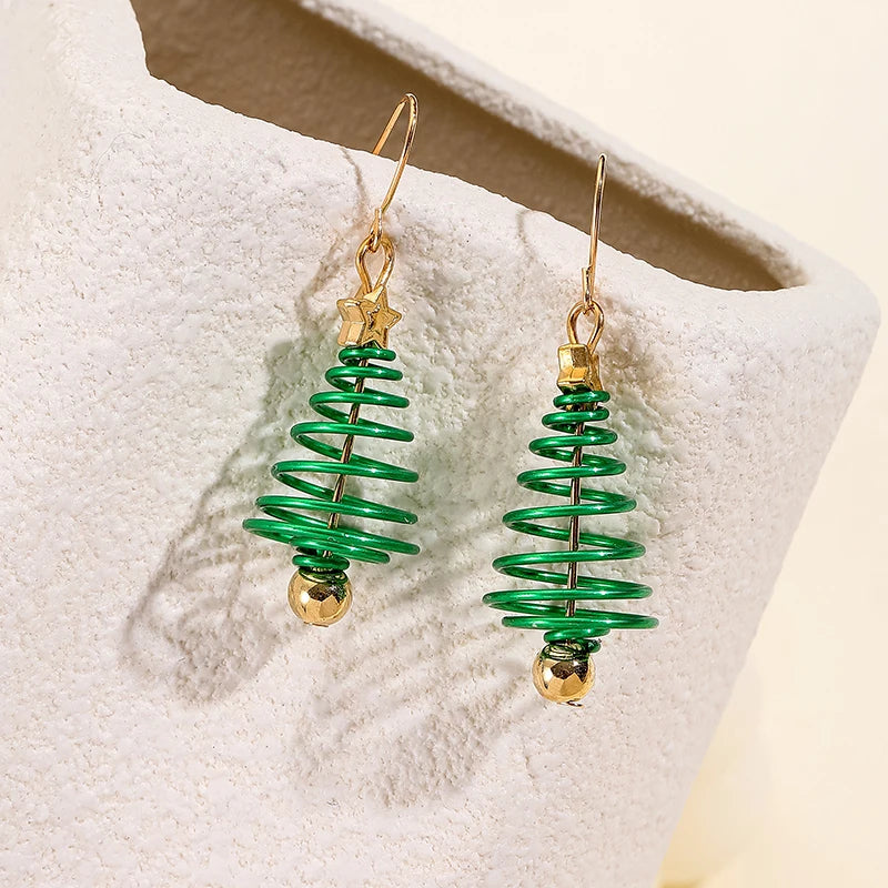 Fashion Christmas Tree Earrings For Women Cute Star Piercing Jewelry Accessories Trendy