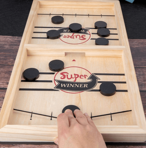 Family Fun & Anti-Anxiety Wooden Slingshot Puck Game - Great for Kids & Adults