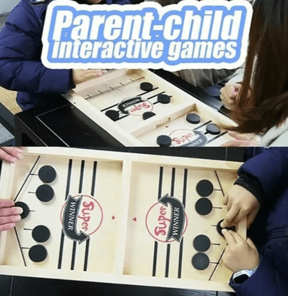 Family Fun & Anti-Anxiety Wooden Slingshot Puck Game - Great for Kids & Adults