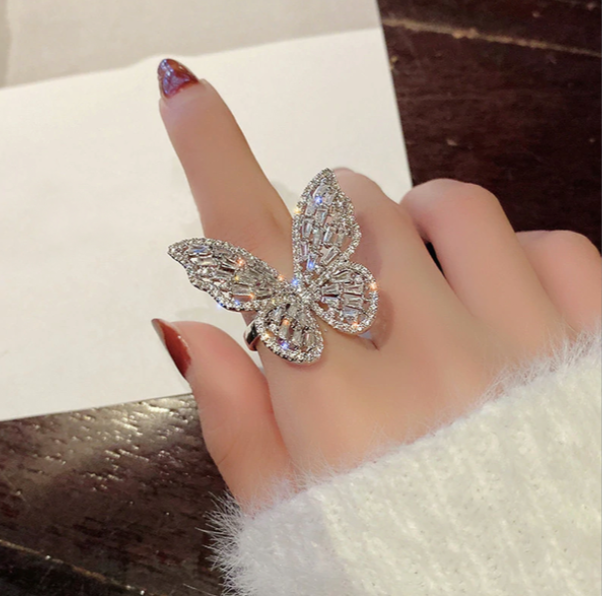 Copper & Cubic Zirconia Butterfly Ring