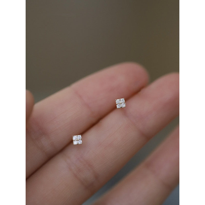 925 Silver Shiny Zircon Stud Earrings: Cute & Simple Women's Fashion Jewelry Accessories