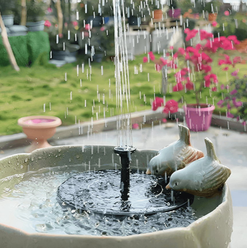 Efficient Solar Garden Fountain | Eco-Friendly Waterfall Fountain for Outdoors | 4-Mode Mini Solar Fountain